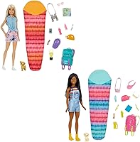 Vista 8 de Barbie Muñeca y accesorios, se necesitan dos muñecas de camping "Brooklyn" con cachorro de mascota y más de 10 accesorios