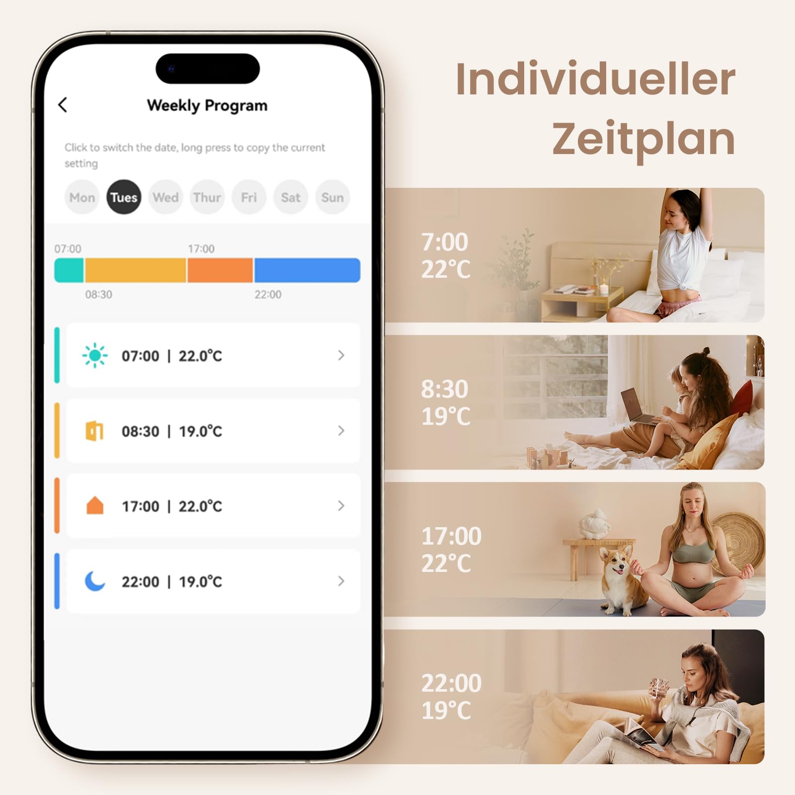 EMKE Smart Heizkörperthermostat Kit, Intelligenter Heizungsthermostat inklusive Tuya Zigbee 3.0 Gateway mit App-Funktion, kompatibel mit Alexa & Google Home, M30*1,5mm, 6 Adapter