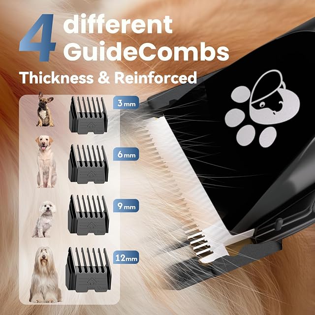 Foto 7 de 8 de Cortapelos para perros, kit de aseo para perros, 2 velocidades, bajo nivel de ruido, IPX5, impermeable