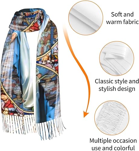 Miniatura 6 de Sxidodv Bufandas de borla de Virgen María, bufanda pashmina suave y cálida, chales grandes y envolturas, bufandas ligeras para mujer.