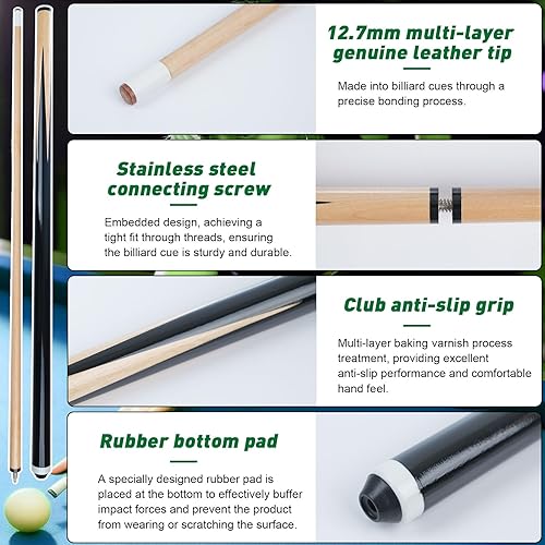 Miniatura 2 de Juego de accesorios para mesa de billar bolas, triángulo, estante, taco, tiza, puntas, calcomanías, tela, cepillo y juego de limpiador