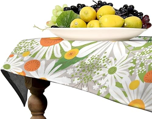 Miniatura 1380 de Mantel floral hippie, diseño retro de los años 70, naranja, rosa, azul, floral, bohemio, estampado estético de margaritas, para fiesta, picnic