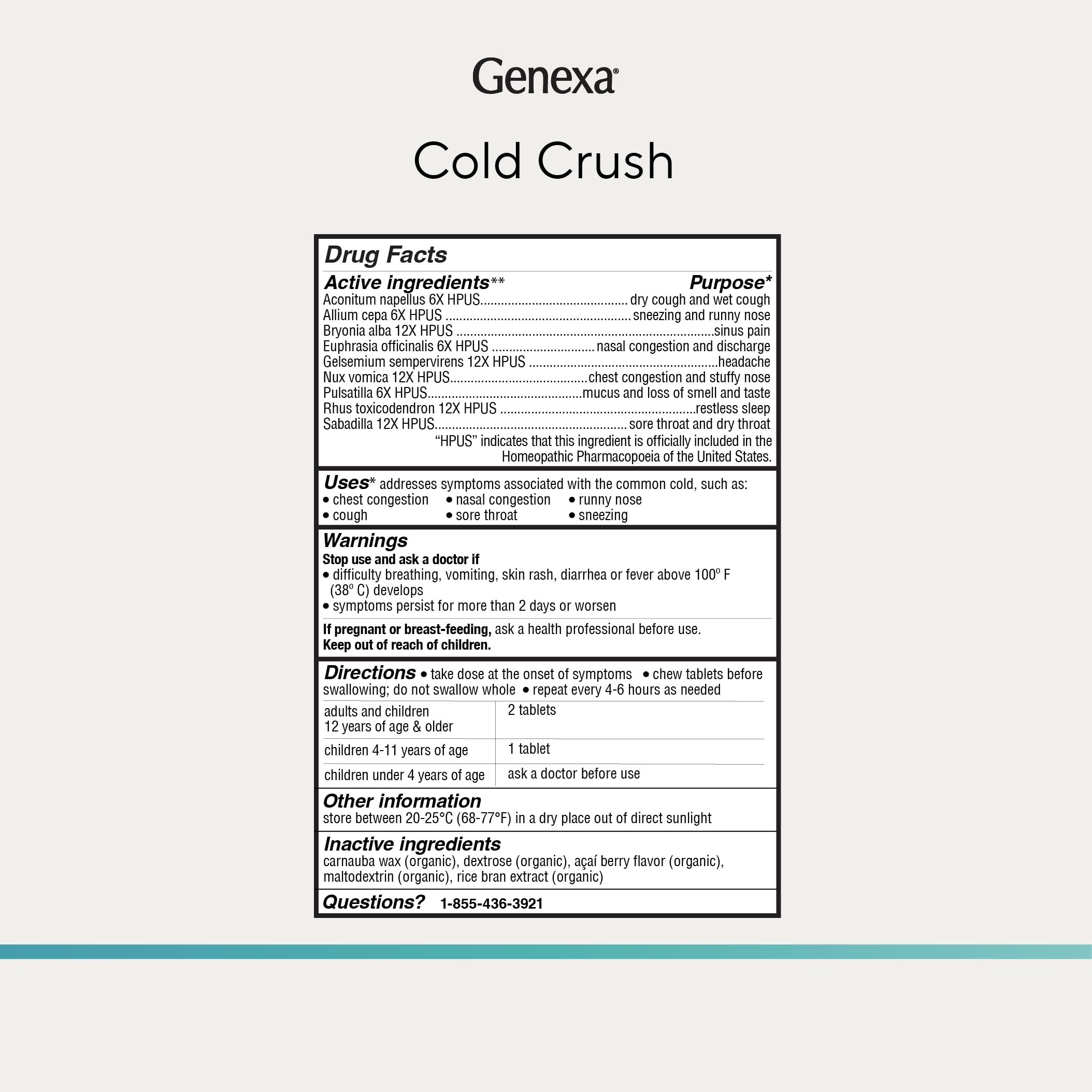 Genexa Cold Crush, Drug Free & Made Clean, 60 Chewable Tablets for Adults — Amazon image 8