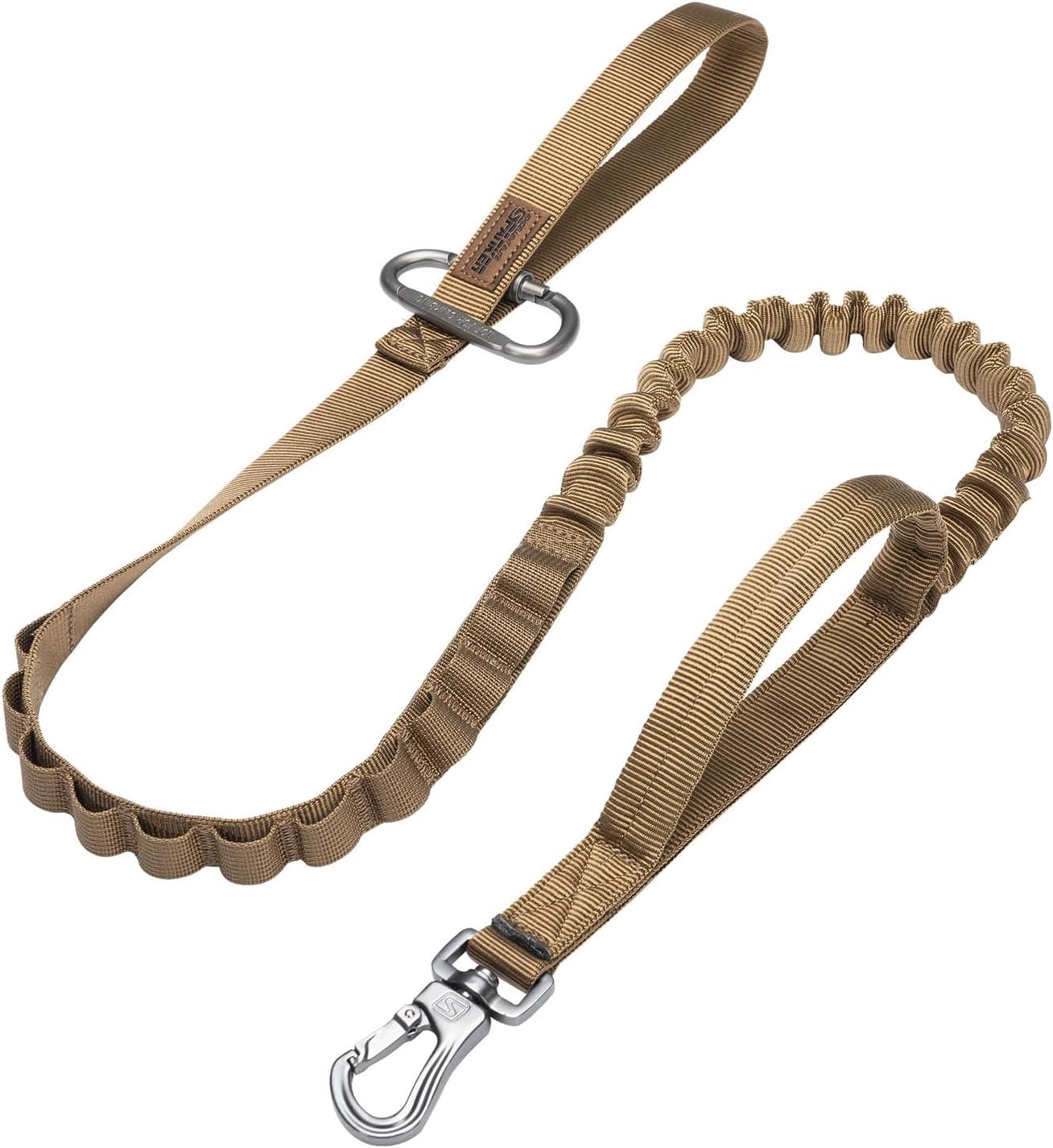 EXCELLENT ELITE SPANKERTactical Bungee Dog Leash Military Adjustable Dog Leash Quick Release Elastic Leads Rope with 2 Control Handle(Brown)