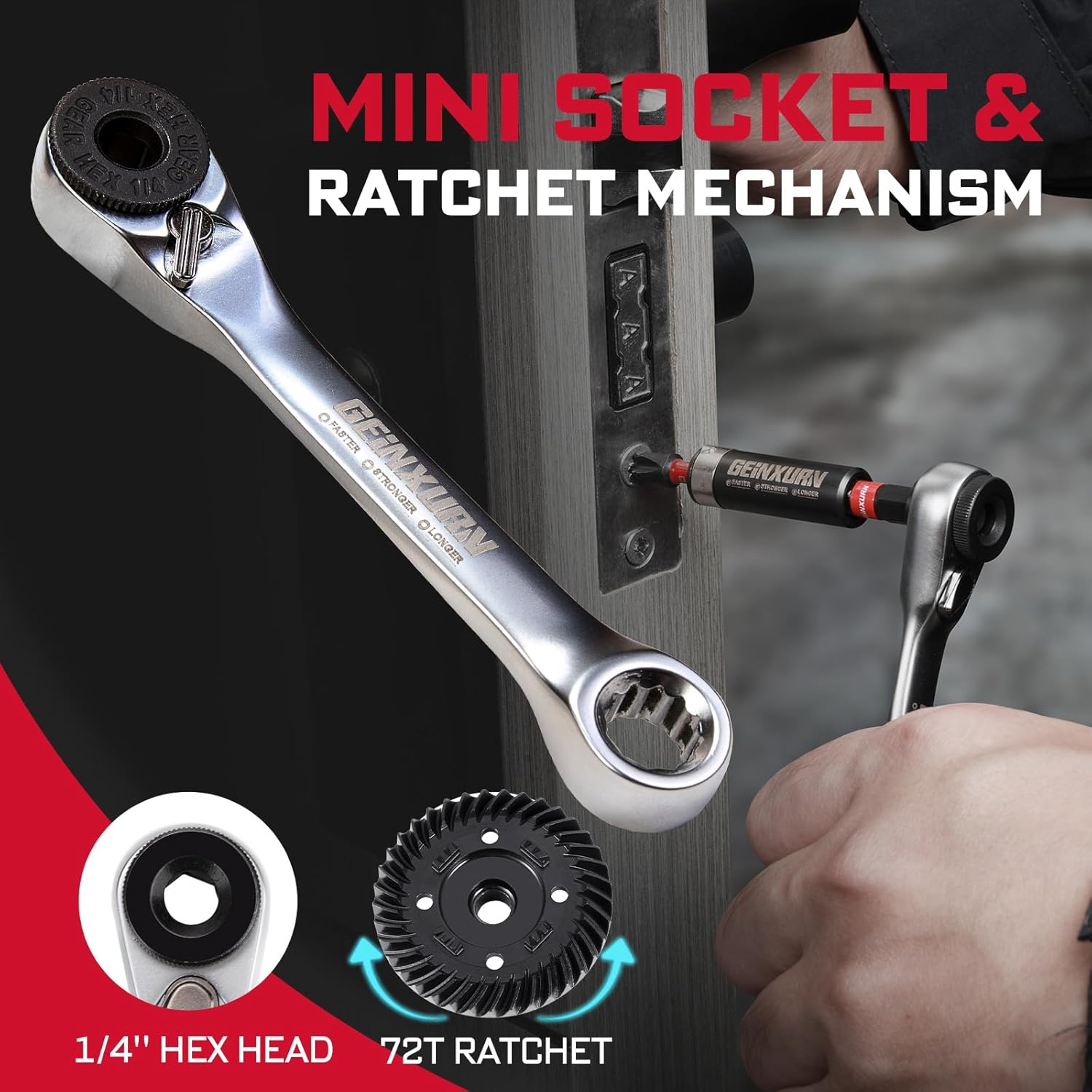 66Pcs Tools Set Packaged with Heavy-duty Tool Box, Include Impact Screwdriver Bits, Nut Driver, Mini Ratchet Wrech and Impact Bit Holder for Home Repairs DIY