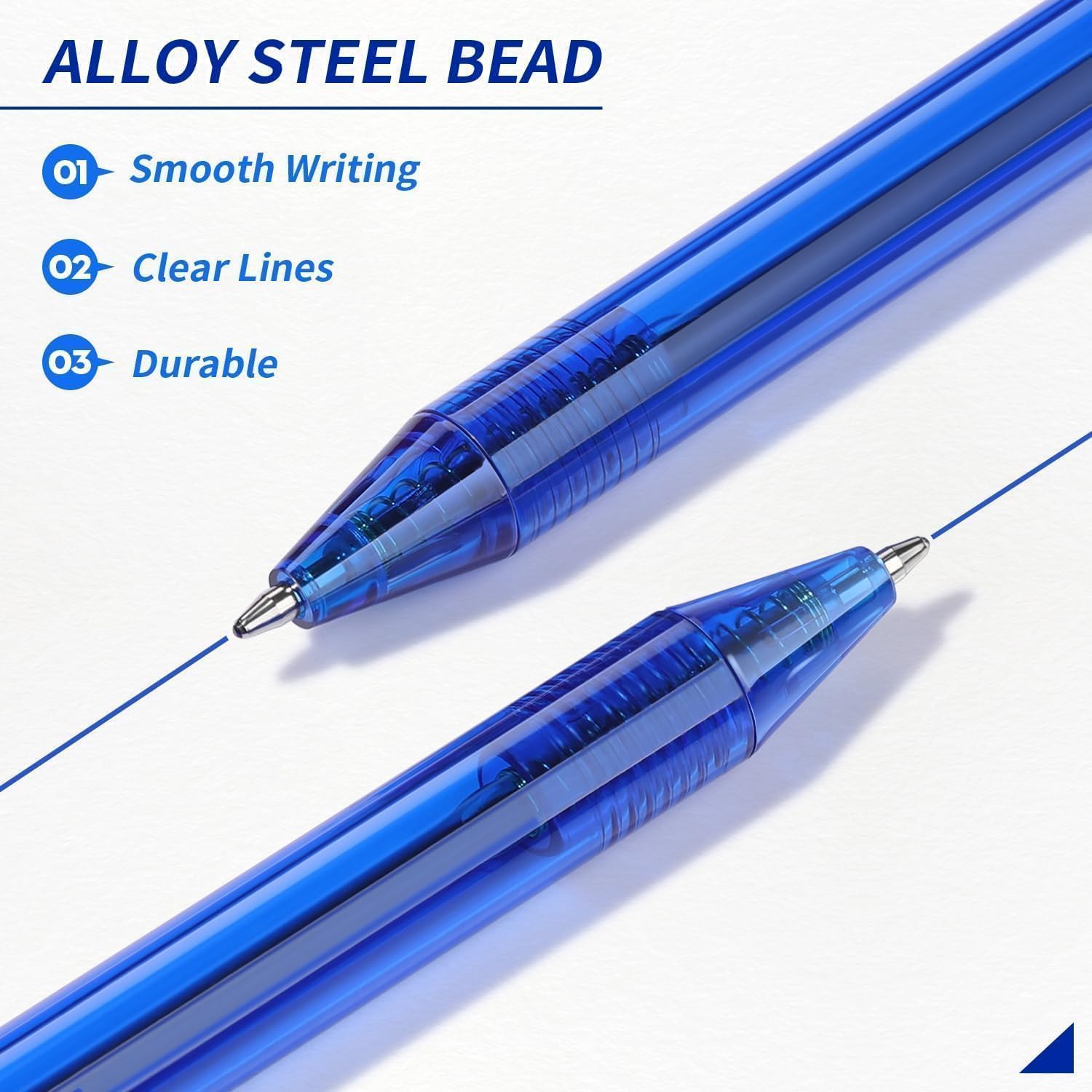 Lot De 50 Stylos à Bille Rétractables, Encre Noire, Pointe Moyenne 1,0