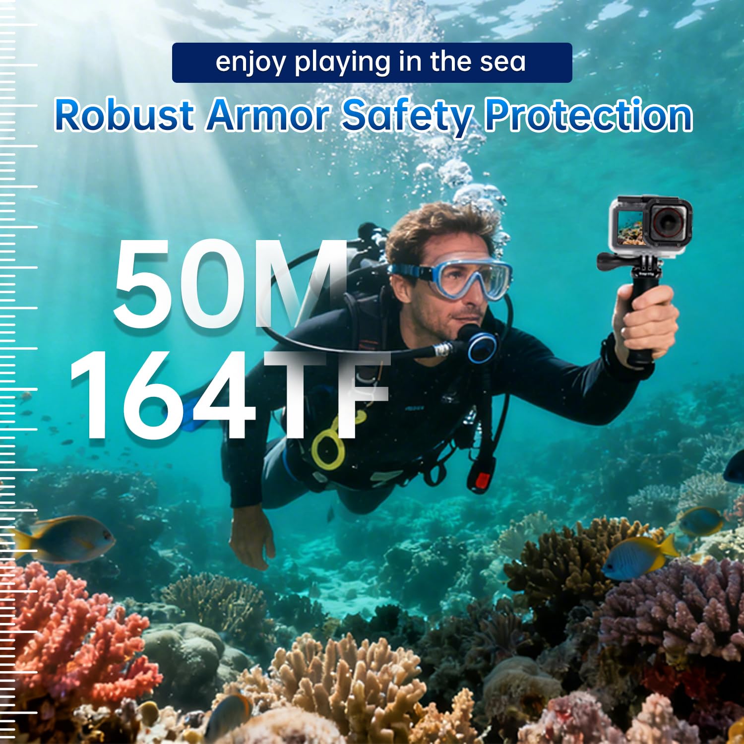 Suptig Wodoodporna obudowa kompatybilna z DJI Action 5 Pro Action 4/3 Kamera, wodoodporna obudowa podwodna 50M/164ft do nurkowania, nurkowania z rurką, pływania