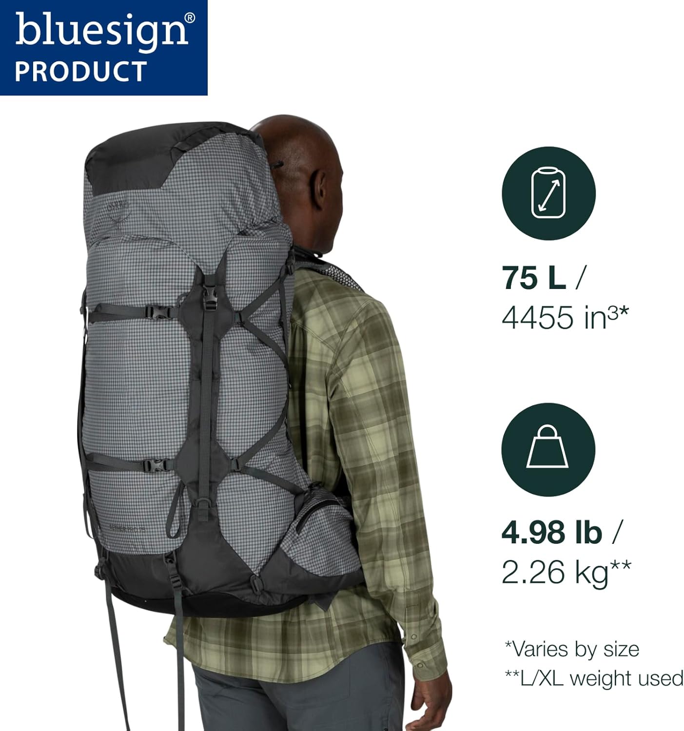 Osprey Aether Pro 75L Men's Backpacking Backpack, Silver Lining, S/M