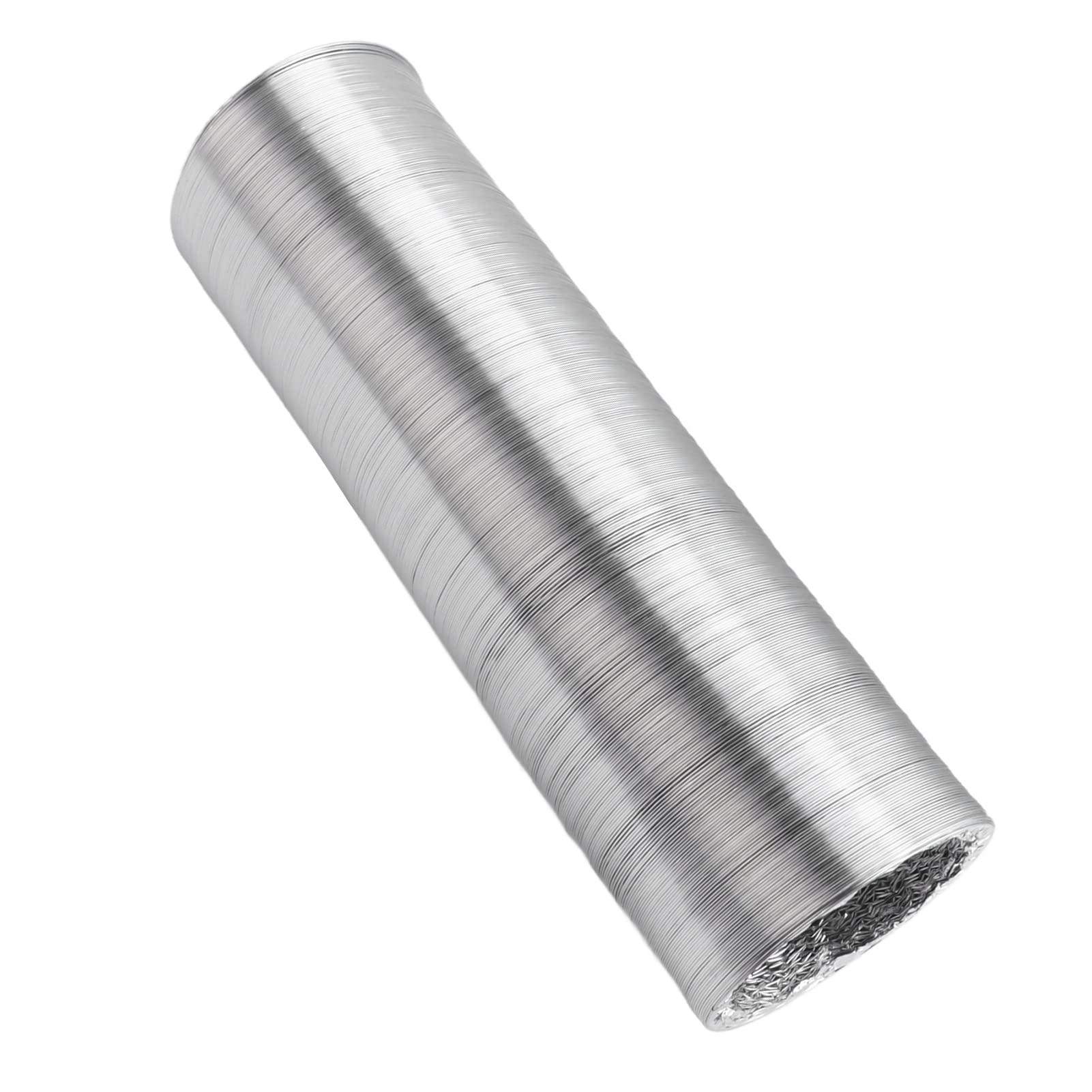 Flexibler Kanalschlauch, 4-lagiger, Robuster PVC-Trockner-Entlüftungsschlauch aus Aluminiumfolie mit 2 Edelstahl-Clips für HVAC, Wachstumsraum, Dachboden, Belüftung, Abluftkanal (10m)