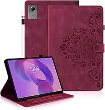 Case for Lenovo Idea Tab 11 Inch 2025 TB-336ZU/TB-336FU PU Leather Protective Case with Carved Flap Stand Function and Card Slot / Magnetic Cover Case with Pen Holder Red