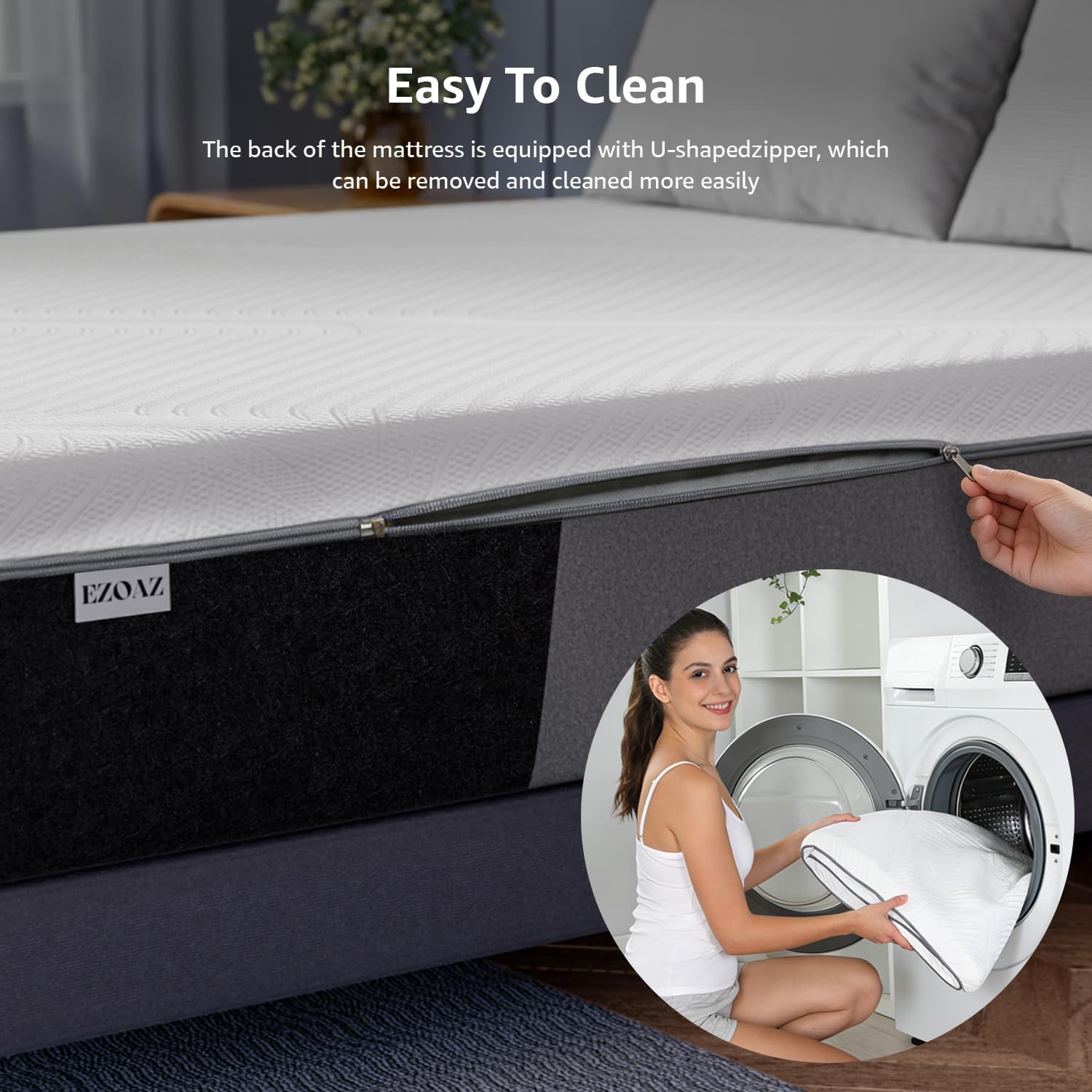 Full Size Mattress 10 Inch, Hybrid Mattress - Washable & Removable Cover, Medium Firm, Mattress in a Box, Pressure & Pain Relief, Cooling & Soft Fabric, Undisturbed Sleep, Strong Edge Support