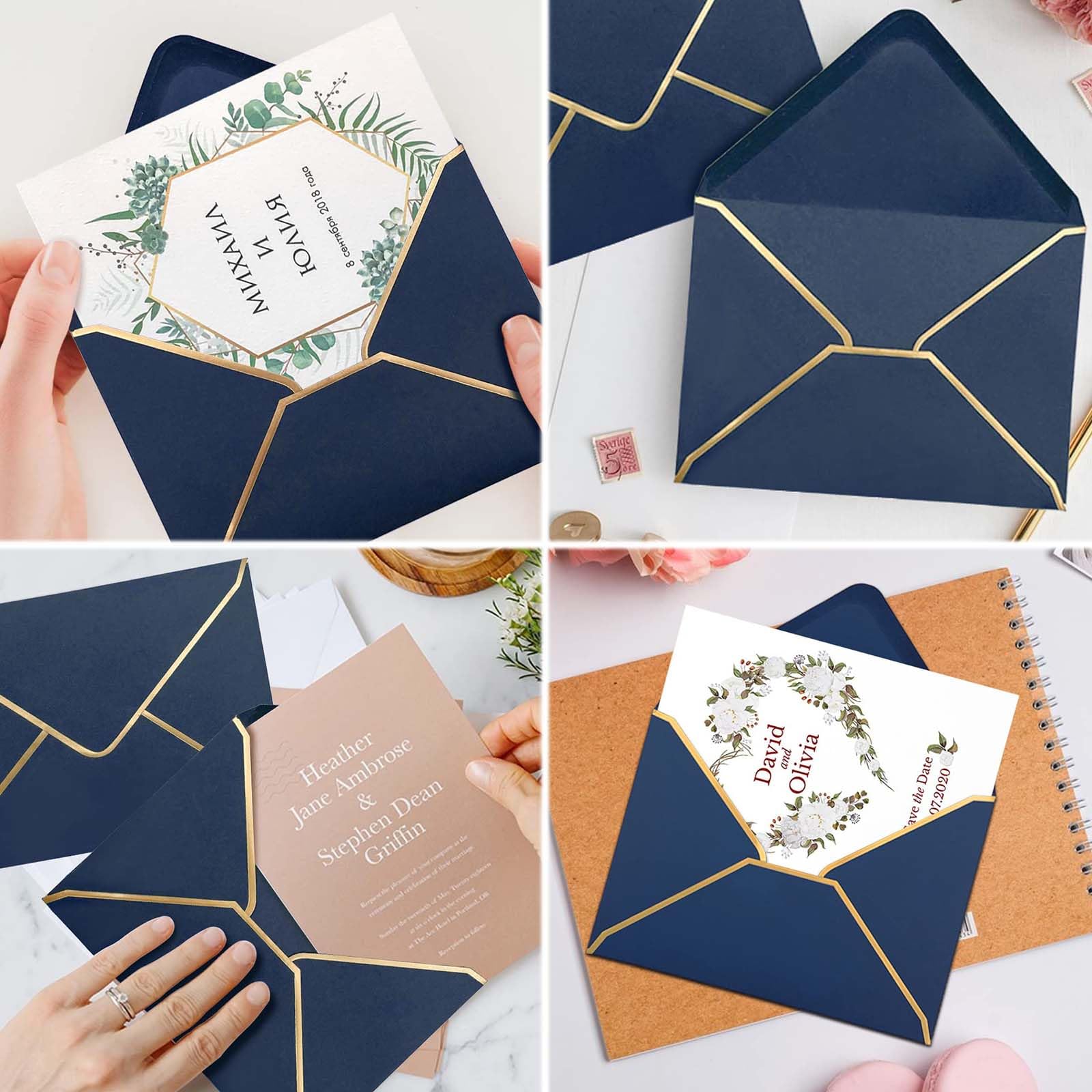 M5-510 - Set di 5 carte identiche migliori auguri in oro dorato, 13,5 x