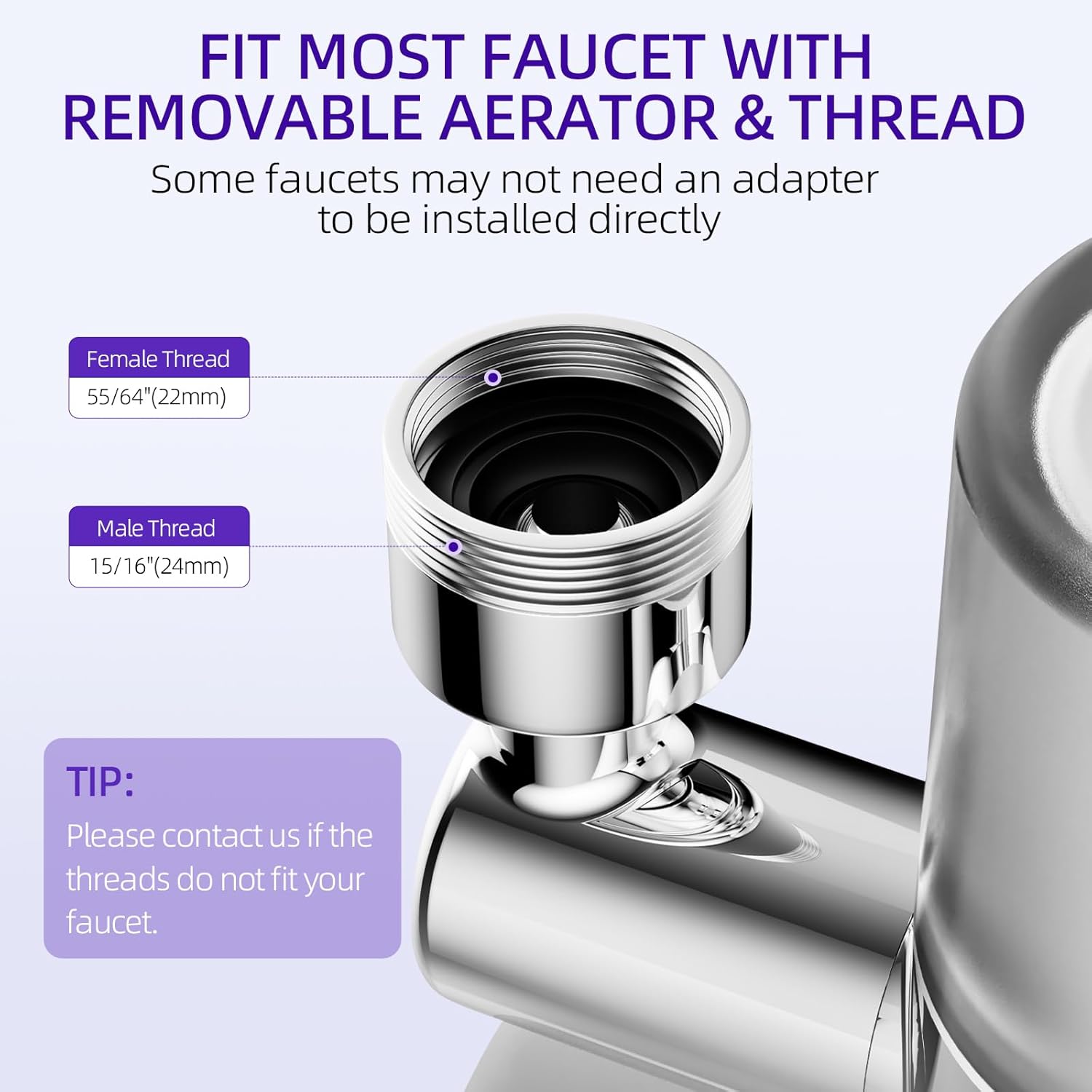 Sink Faucet Water Filter, 720° Rotating Filtration with 2-Mode Spray, Reduces Chlorine, Hard Water Softener, Improves Skin, Hair Condition