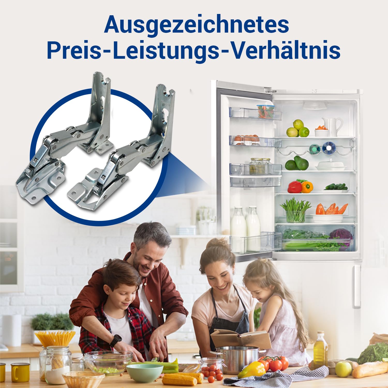 VIOKS Set di cerniere per porta da incasso a sinistra e in basso, ricambio per AEG 2211202045 + 2211201047 Küppersbusch 431624 + 431625 per porta Electrolux frigorifero