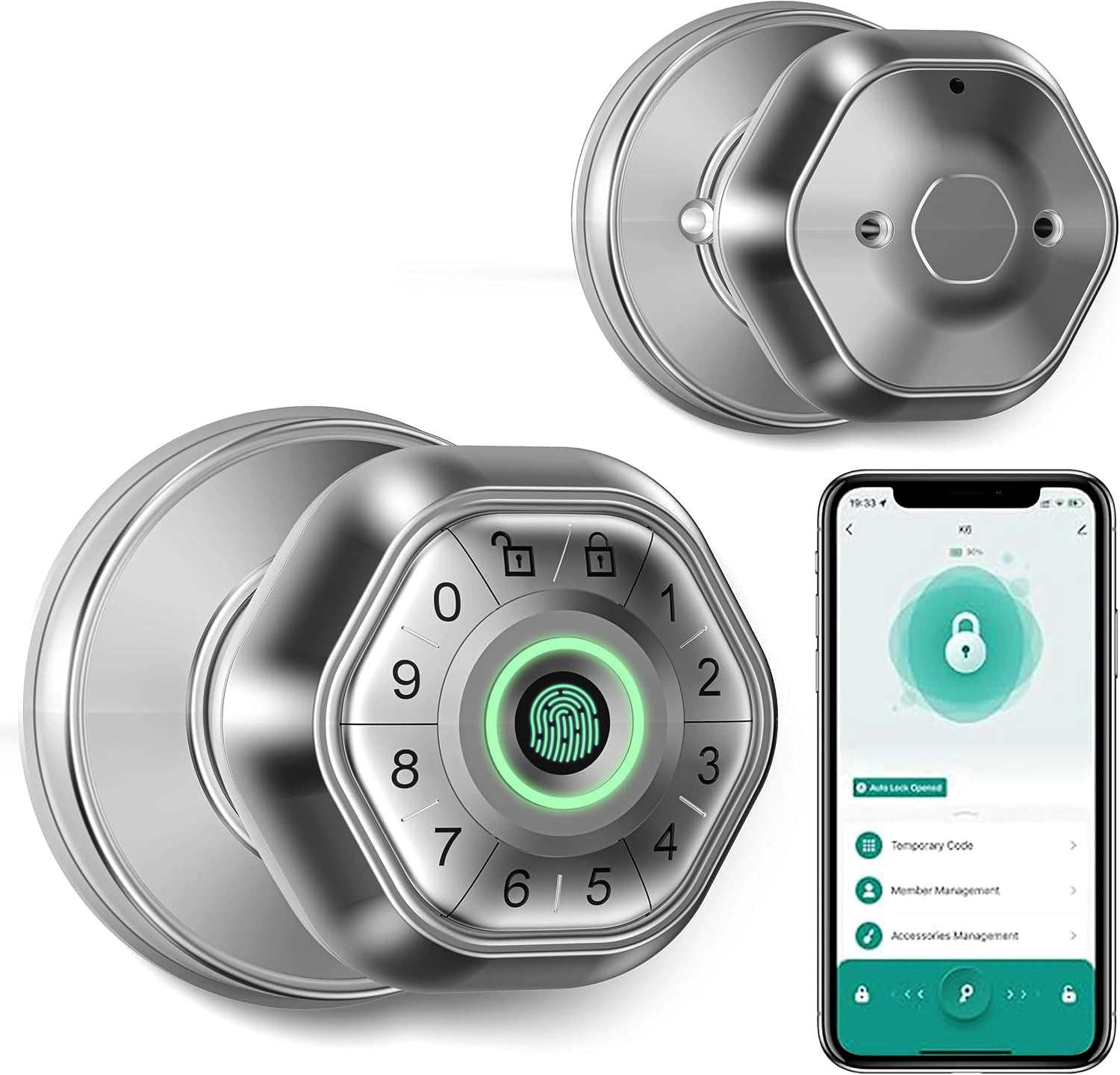 Serrure de porte à empreinte digitale poignée électronique grise