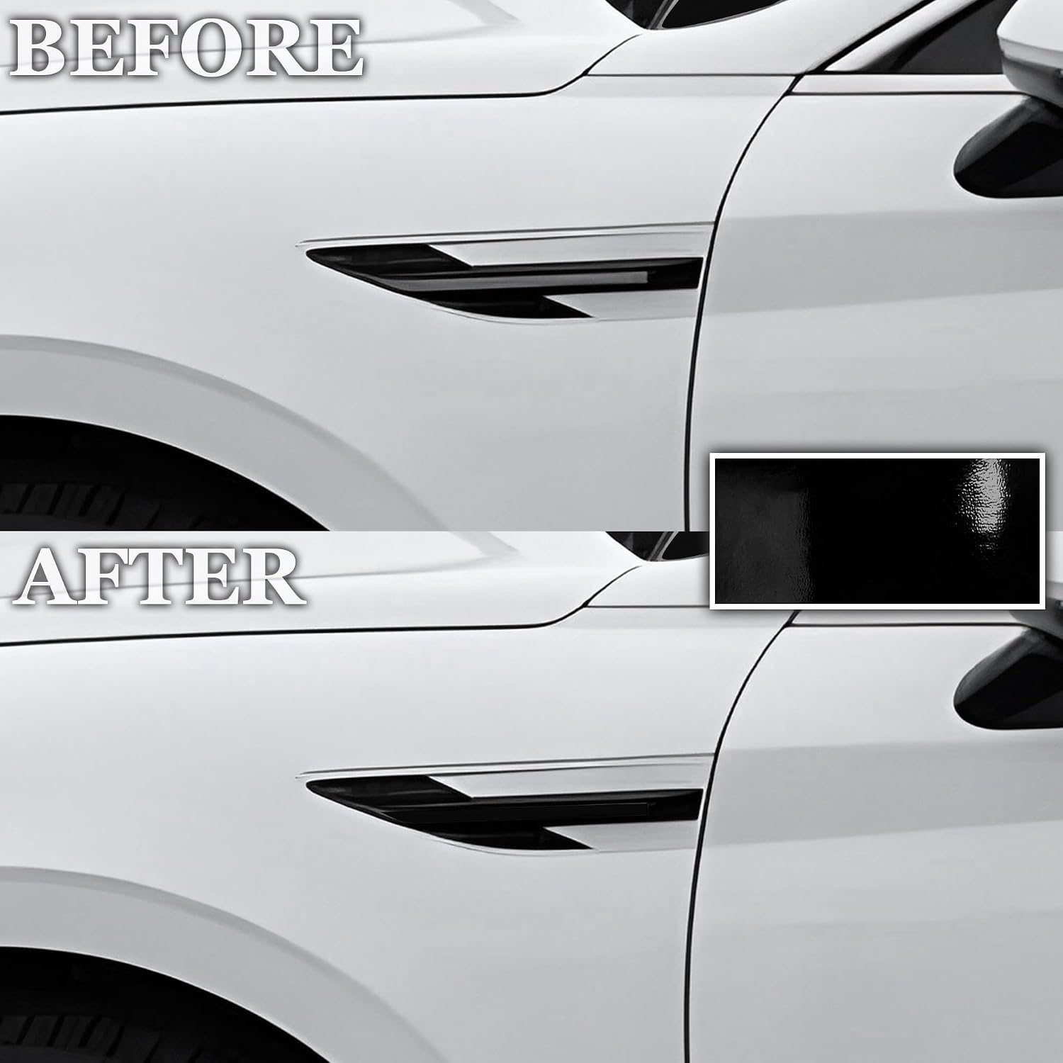 BOGAR TECH DESIGNS for Hyundai Sonata 2024-2026 Side Fender Vent Chrome Delete – Precut Vinyl Trim Overlay, Gloss Black Blackout Look