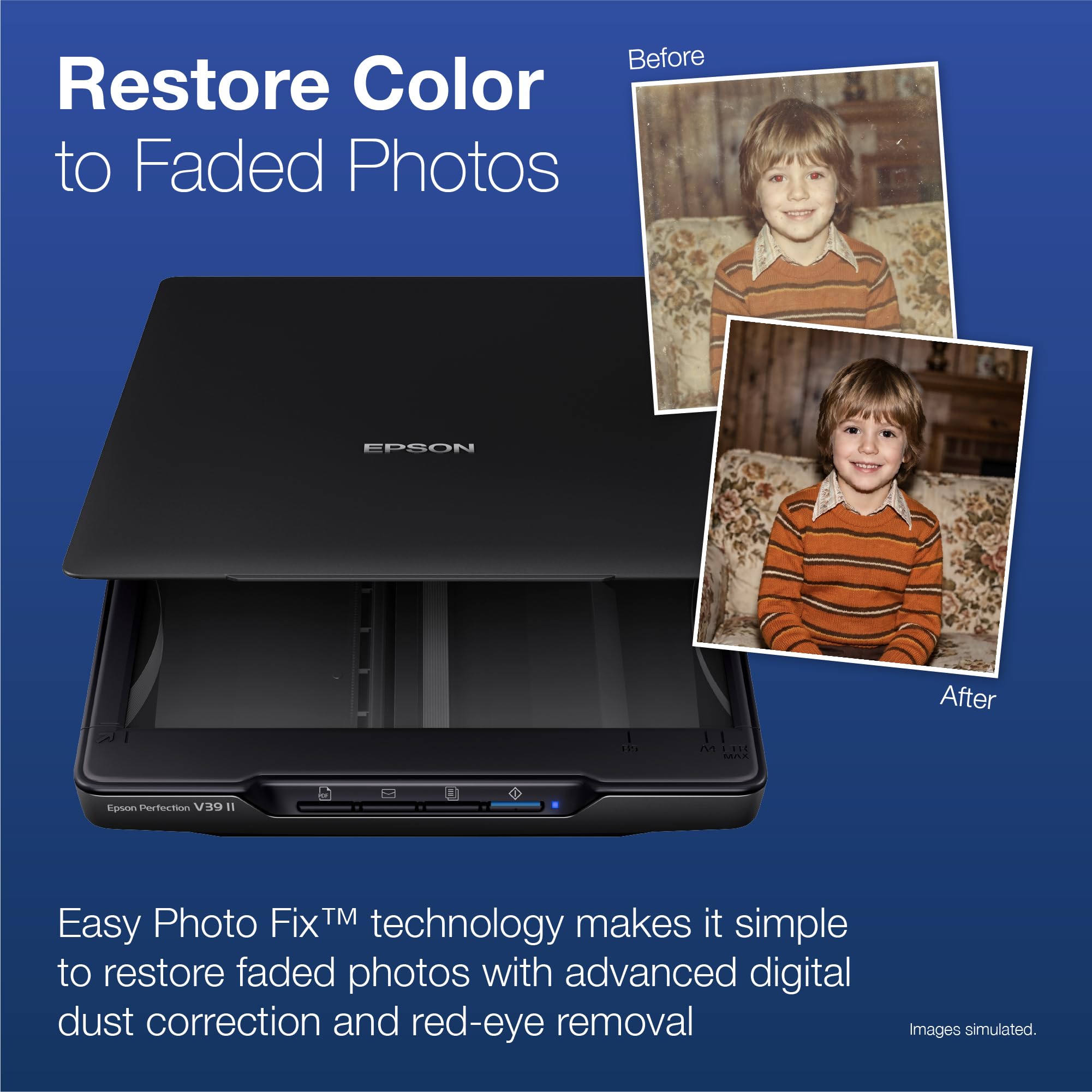 Epson Perfection V39 II Color Photo and Document Flatbed Scanner with 4800 dpi Optical Resolution, Scan to Cloud, USB Power and High-Rise, Removable Lid — Amazon image 7