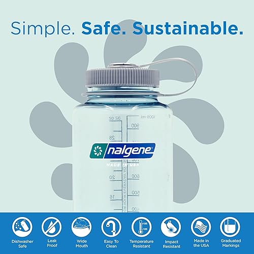 Miniatura 174 de Nalgene Sustain - Botella de agua de Tritan sin bisfenol A hecha con un 50 % de material derivado de restos de plástico, 32 fl oz, boca ancha