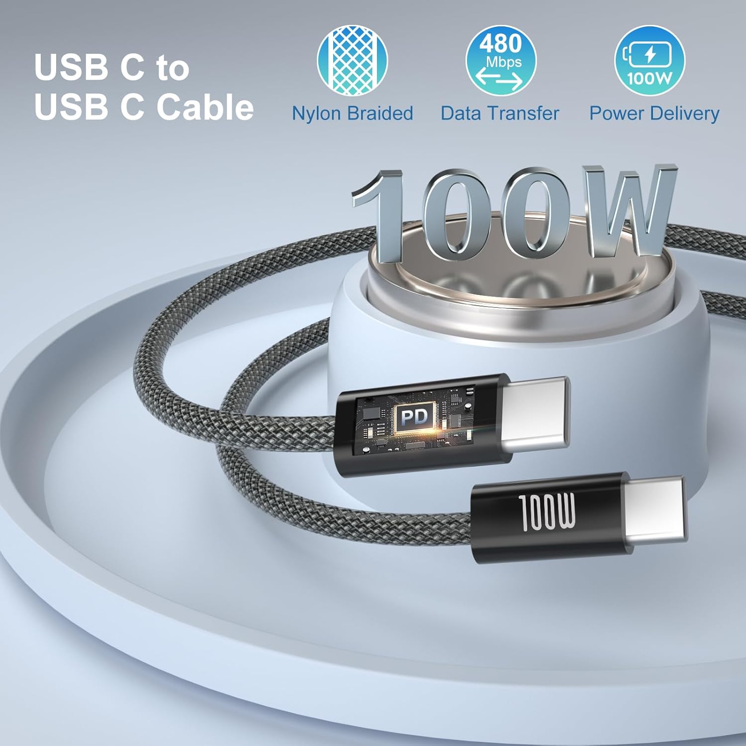 45W USB C Wall Charger, Excgood Dual Ports Car Charger + 2X USB C to C Fast Charging Cord (3ft+6ft) Compatible with Samsung Galaxy S25 Ultra S24+ S23 S22 Tab S10 S9 - Black - Image 4