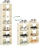 Kitstorack Vertical Shoe Rack: 8 Tiers Stackable Shoe Rack for Closet DIY Free Standing Shoe Organizer Small Shoe Shelf for Small Spaces and Narrow Spaces Plastic, White