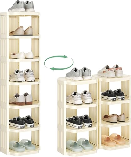 Miniatura 3 de Kitstorack Zapatero vertical Zapatero apilable de 8 niveles para armario DIY organizador de zapatos de pie pequeño estante para espacios pequeños y