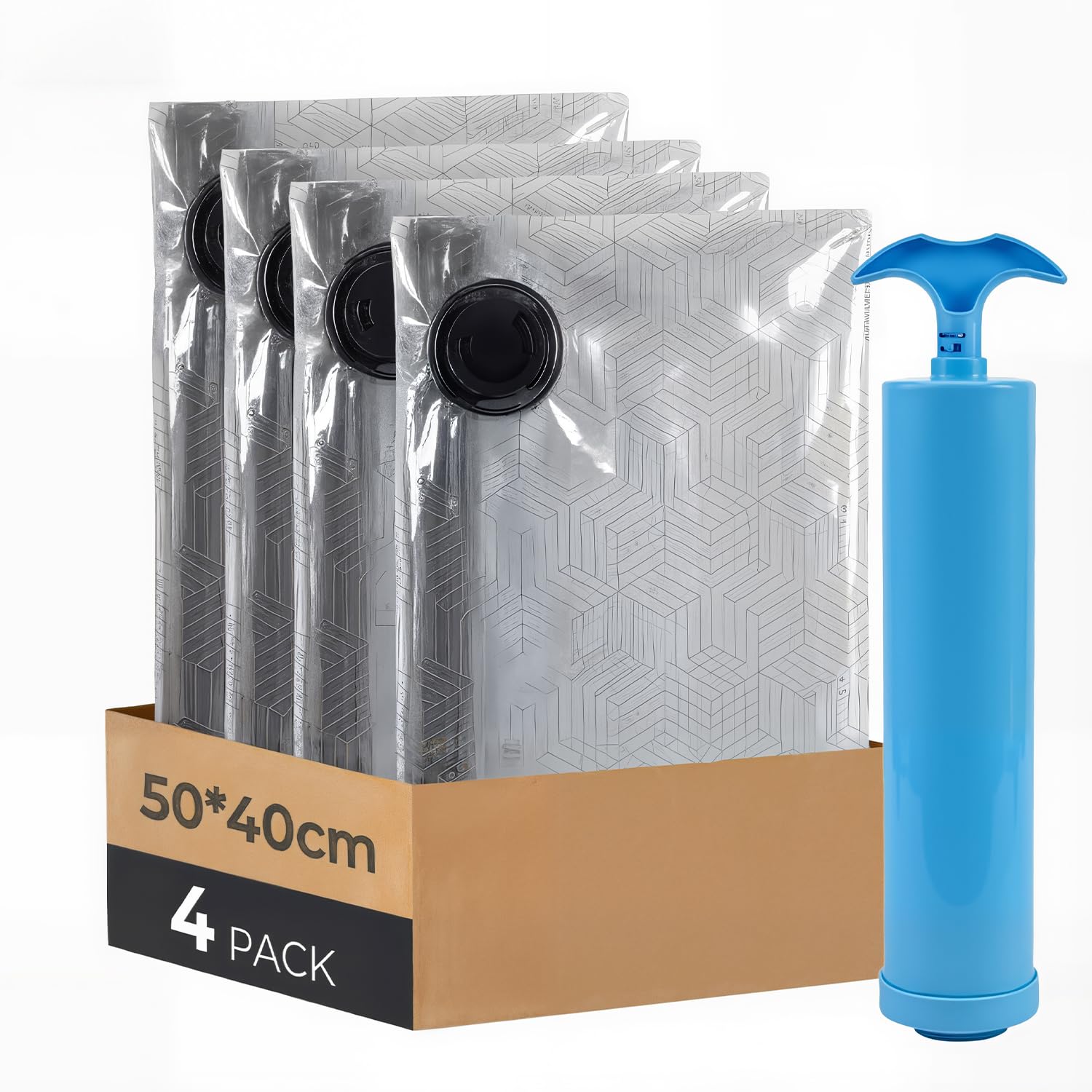 Bolsas Vacio Ropa con Bomba Manual, 4 Bolsas Vacio Ropa Viaje (4 * 50x40cm), para Viajes, Mudanzas y Almacenamiento en oferta en Amazon
