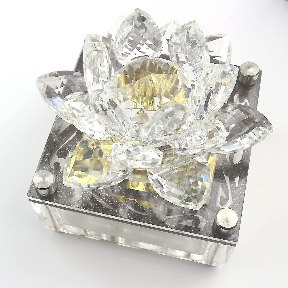 SOFTALK Acrylic Music Box Clockwork Creative Musical Boxs Beautiful Melody for Christmas, Birthday Valentine's Day Gifts (Transparent Crystal Flower, Tune:Moonlight Densetsu)