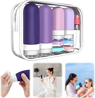 18 Travel Bottle Set - TSA, Approved & Leak-Proof Silicone Squeezable Containers for Toiletries, Conditioner, Shampoo, Lotion & Shower Gel, Accessories (Purple)