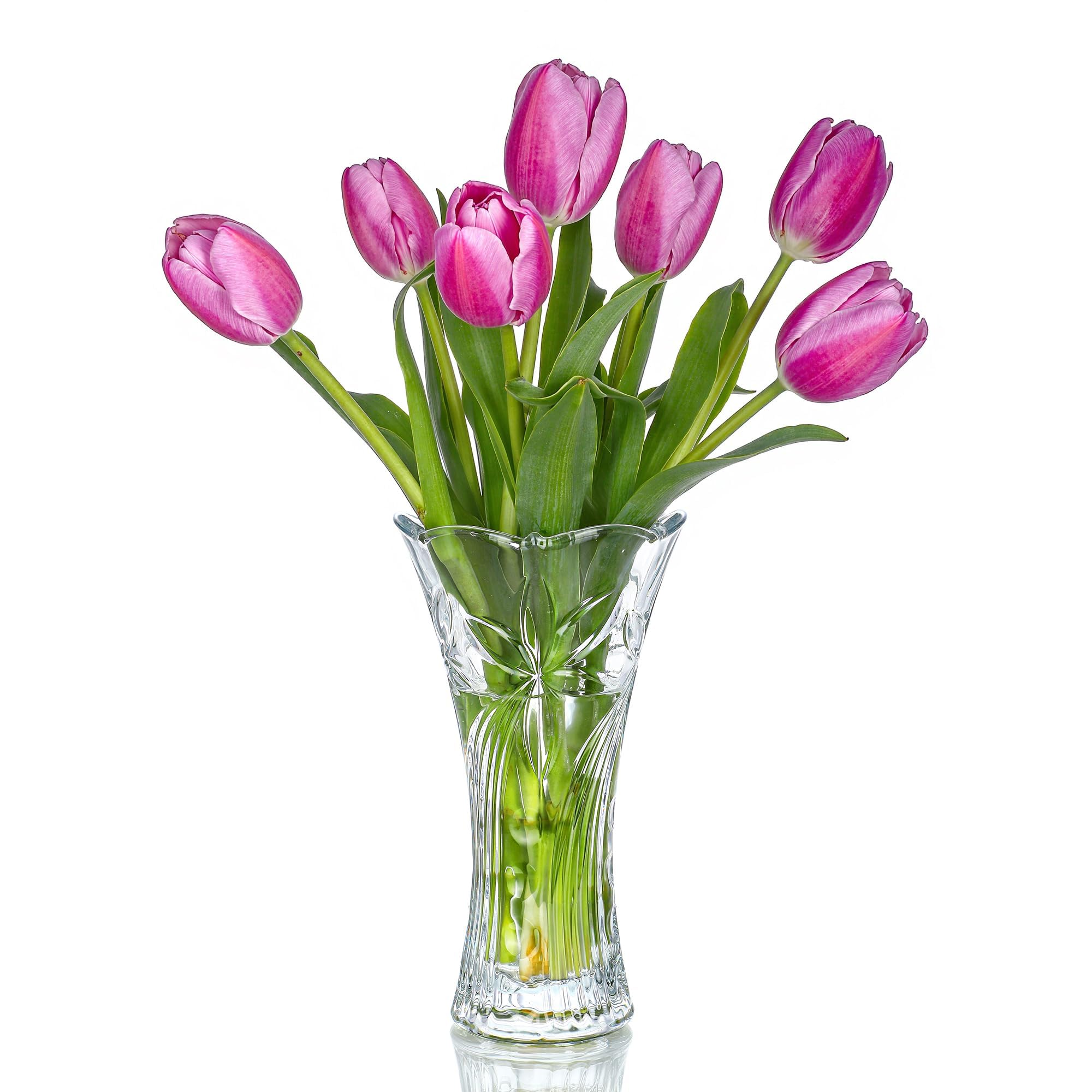 H&D HYALINE & DORA 9 Inch Glass Vases for Flowers, Thickened 2.3 lb Large Flower Vase for Tables Centerpieces, Wedding Reception, Home Decor, Housewarming Gift
