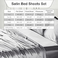 Vista 9 de HENGWEI - Juego de sábanas de satén, tamaño Cal King, 4 piezas sedosas con bolsillo profundo, juego de ropa de cama suave de lujo, transpirable
