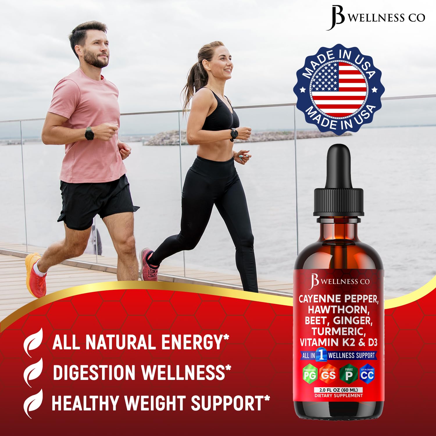 Cayenne Pepper Supplement Liquid Drops + Hawthorn Berry, Vitamin D3 K2 Beet Root Powder, Ceylon Cinnamon, Turmeric Curcumin, Organic Panax Ginseng - 4oz — Amazon image 6