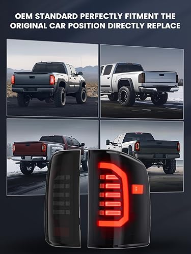 Miniatura 12 de WonVon Luces traseras LED compatibles con Chevy Silverado 1500 2007-2013 2007-2014 Silverado 2500 HD3500 HD, lámpara de luz trasera de tubo LED,