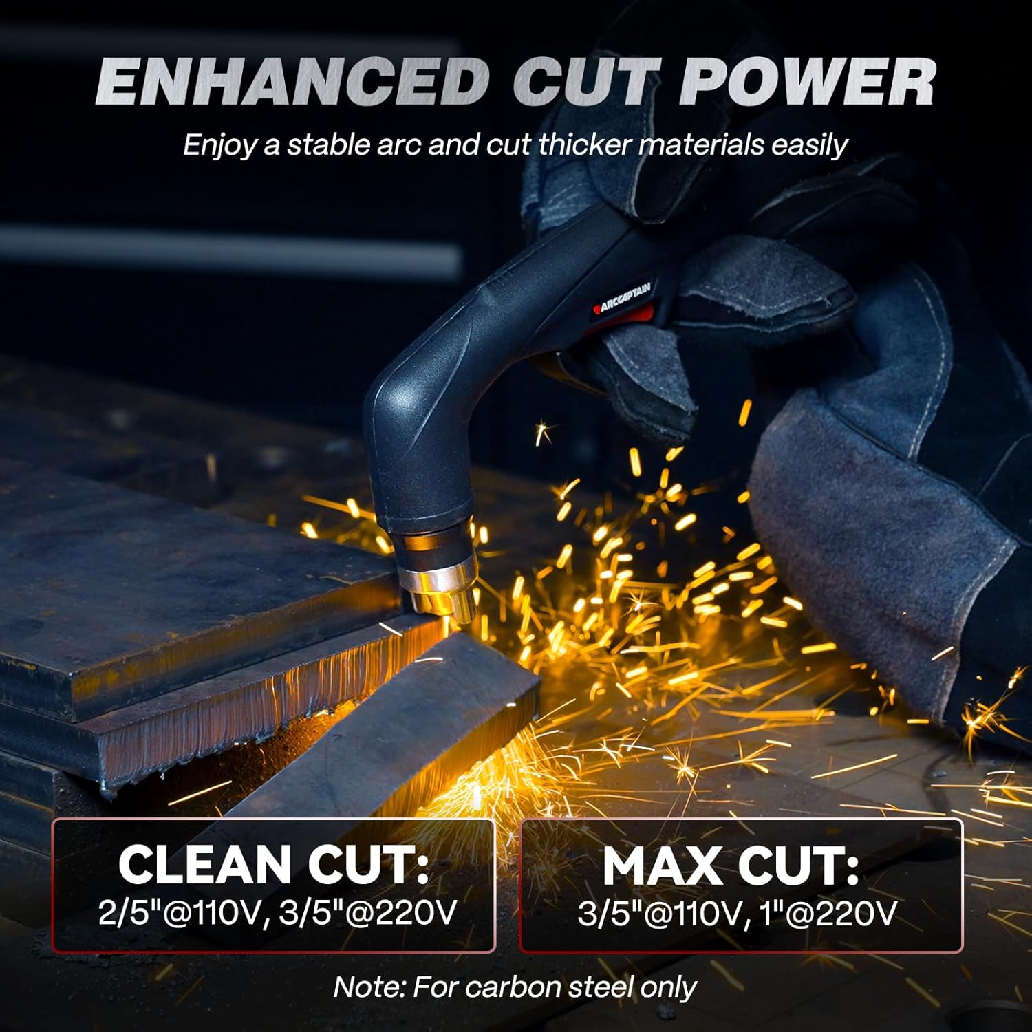 ARCCAPTAIN 55Amp Plasma Cutter, Blowback Non-HF Pilot Arc Plasma Cutting Machine + ARCCAPTAIN Welding Helmet