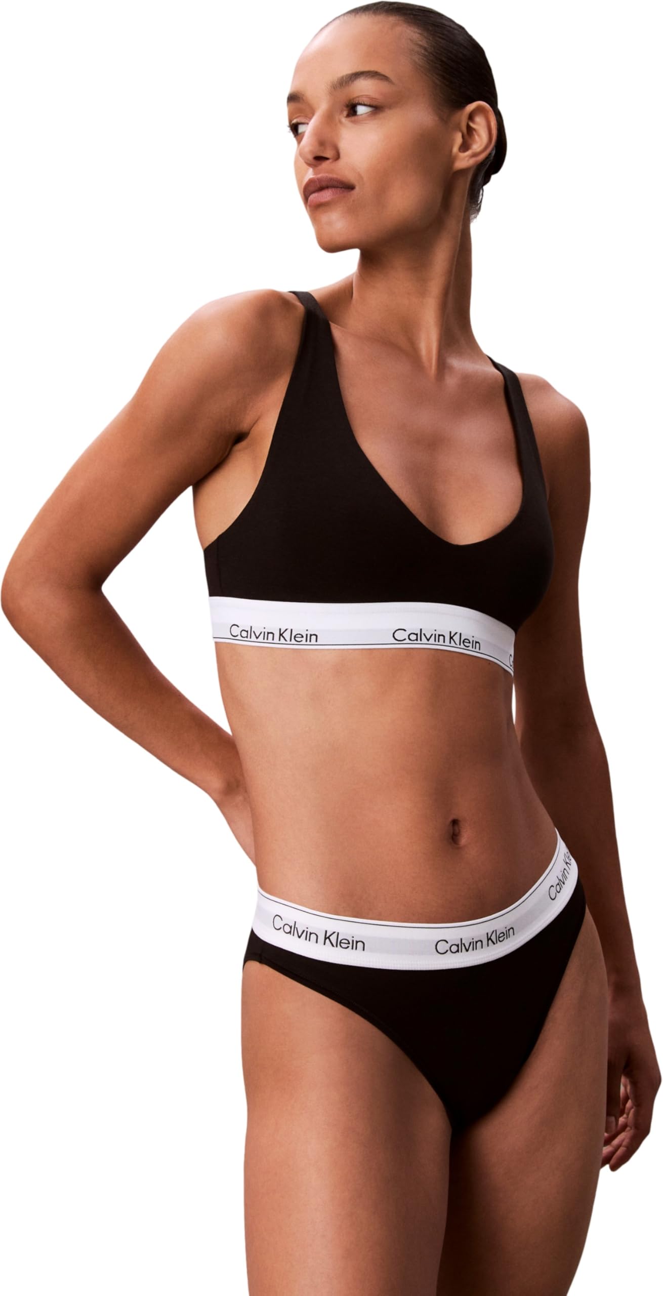 Calvin Klein Women's Black Icon Cotton Modal High Leg Tanga Brief,  14 L