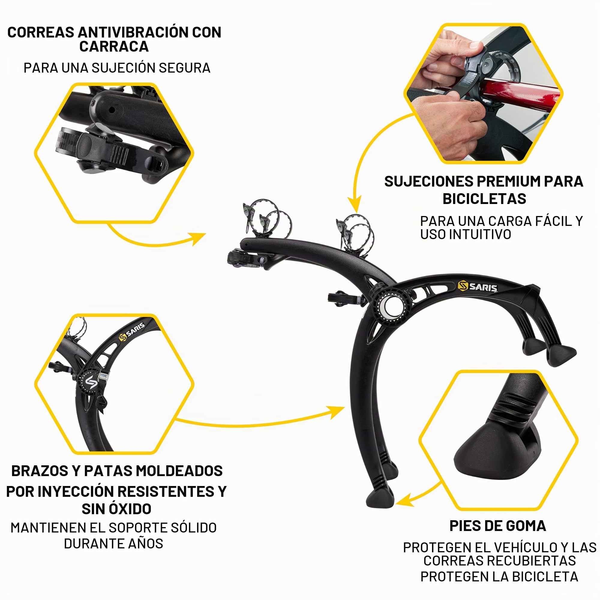 Saris Bones - Portabicicletas para Coche, Maletero o Enganche, Montaje de 2 a 4 Bicicletas