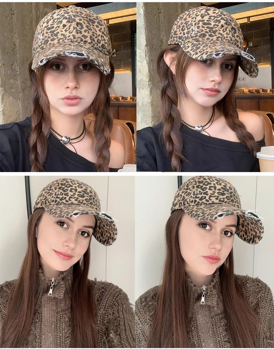 Women Washed Cotton Leopard Baseball Cap Hat Adjustable Dad Peaked Caps Fashion Hats Outdoor Winter Spring Valentine's Day Easter Khaki 2026 - Image 2