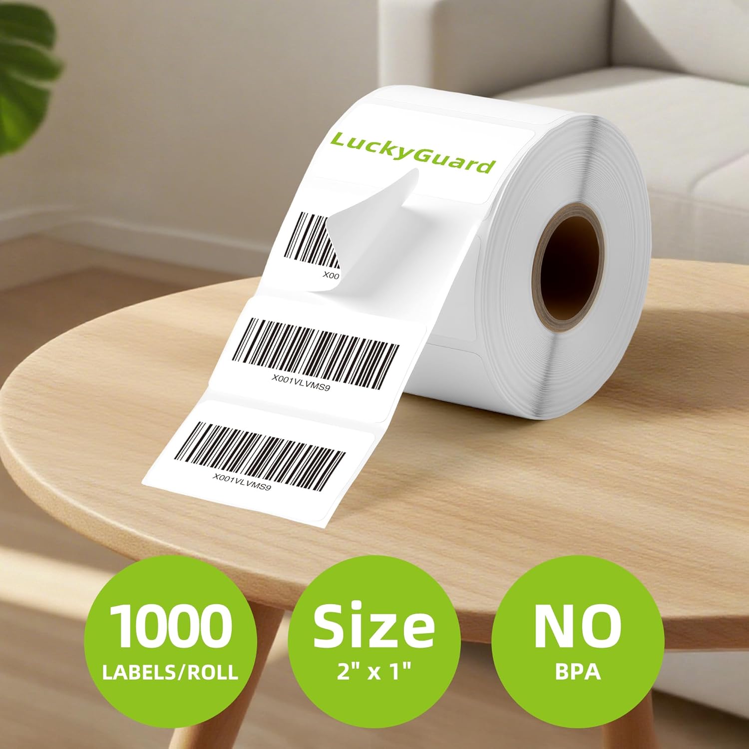 2" x 1" Direct Thermal Labels-Perforated Barcodes, Shipping, Address Label Paper, Durable Self-Adhesive Thermal Printer Stickers, Compatible with Zebra & Rollo Printers（12 Rolls，1000 Labels/Roll）