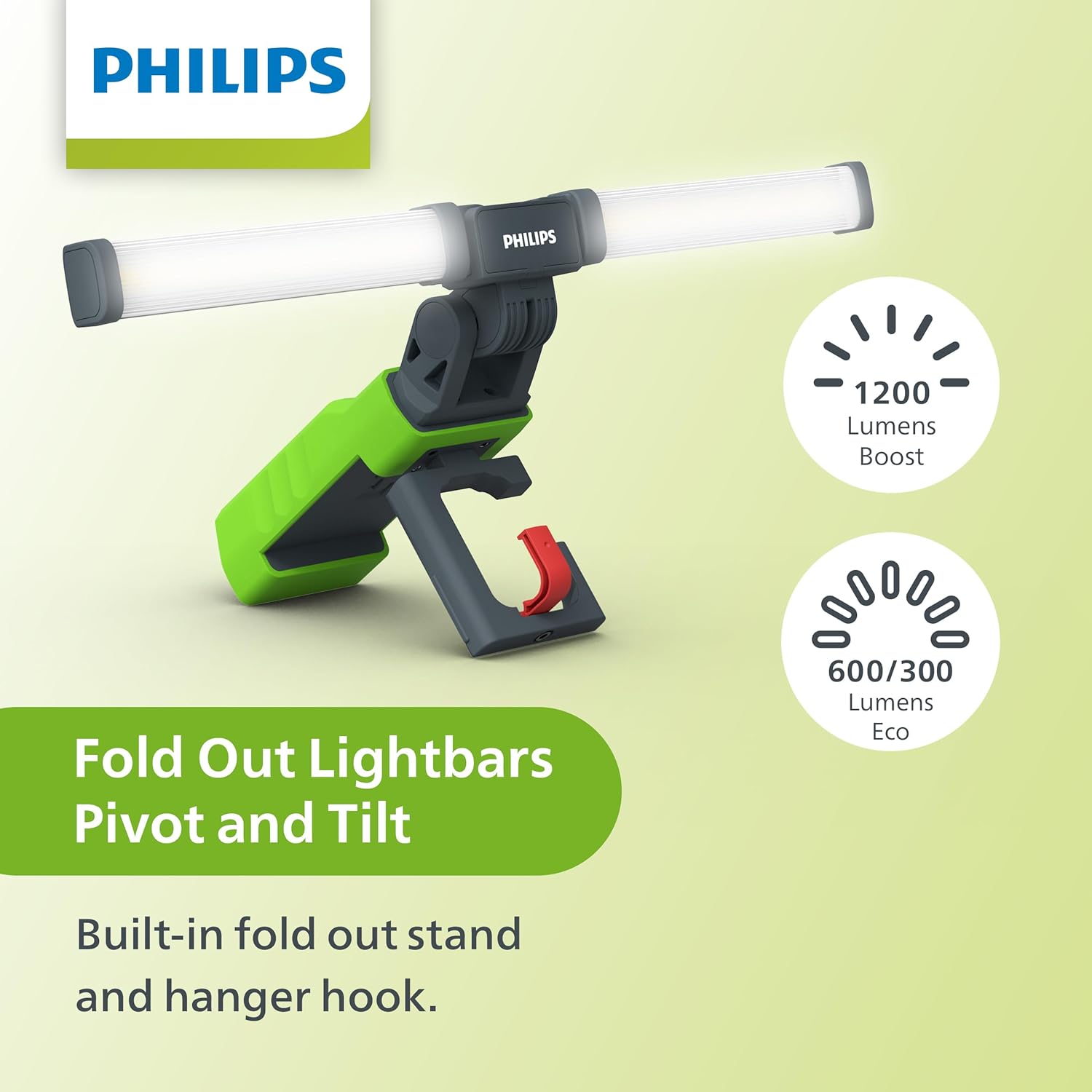 Philips Xperion 3000 Underhood LED Work Light, Rechargeable 1200 Lumen Professional Foldable, Portable Work Light with Integrated Hooks and Magnetic Base