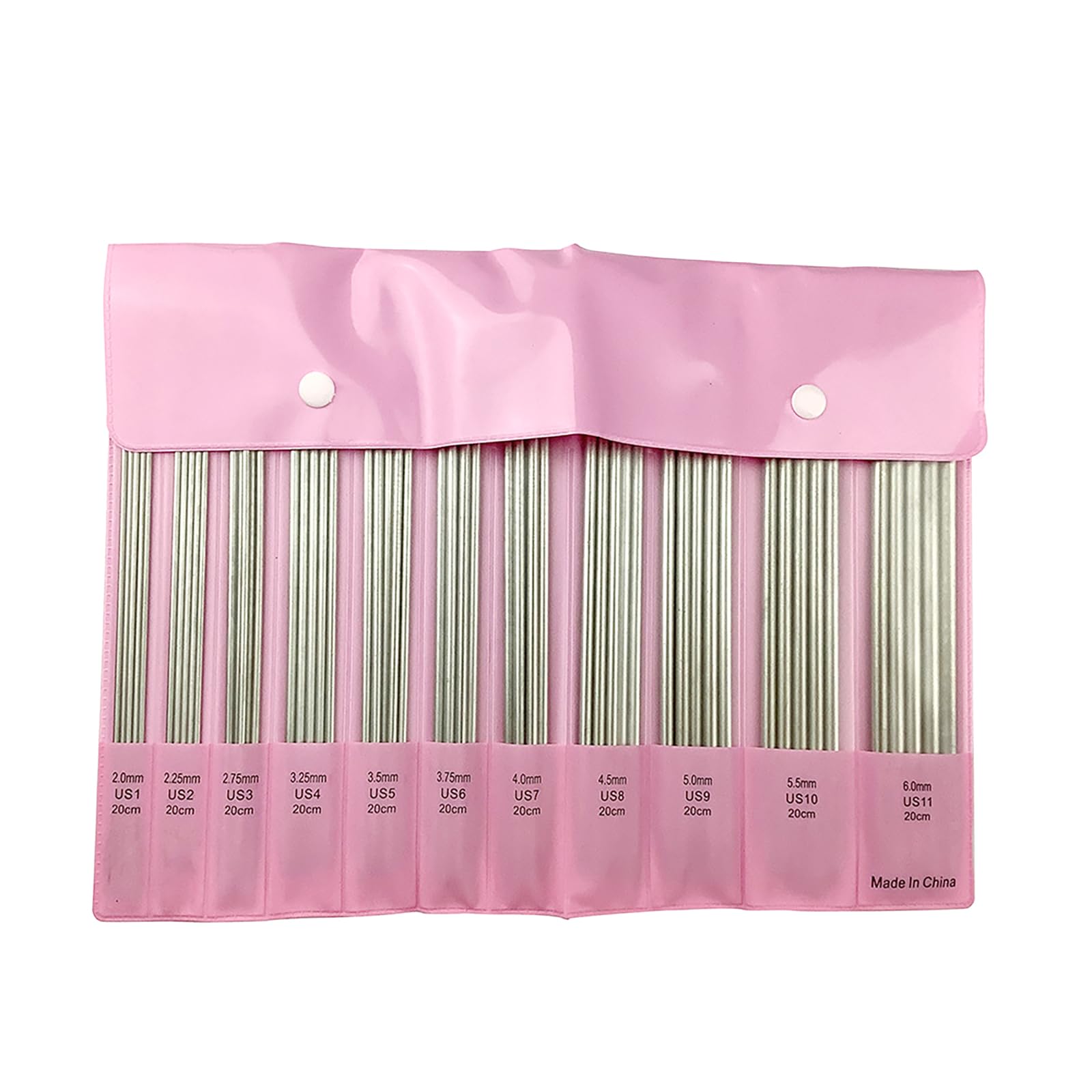 NEWFT 11Pairs Double Head Stainless Steel Knitting Needle 2.0mm-6.0mm Double Pointed Knitting Needle for Beginner Hobbyist Tool