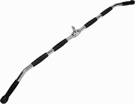Valor Fitness Lat Pulldown Bar Solid Steel Cable Machine Attachment with Rubber Grips for Back, Arms, and Upper Body Strength Training