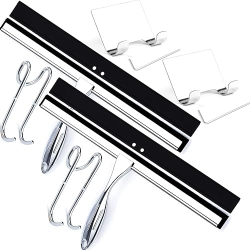 Escobilla de ducha para puertas de vidrio, escobilla de baño de 14 pulgadas con hoja de silicona de repuesto, gancho para puerta de ducha y gancho