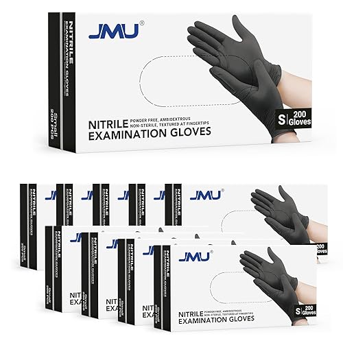 Miniatura 40 de JMU Guantes de nitrilo negros, tamaño pequeño, caja de 1200, guantes de examen de nitrilo de 3.5 mil, sin látex, sin polvo Negro -,Violeta