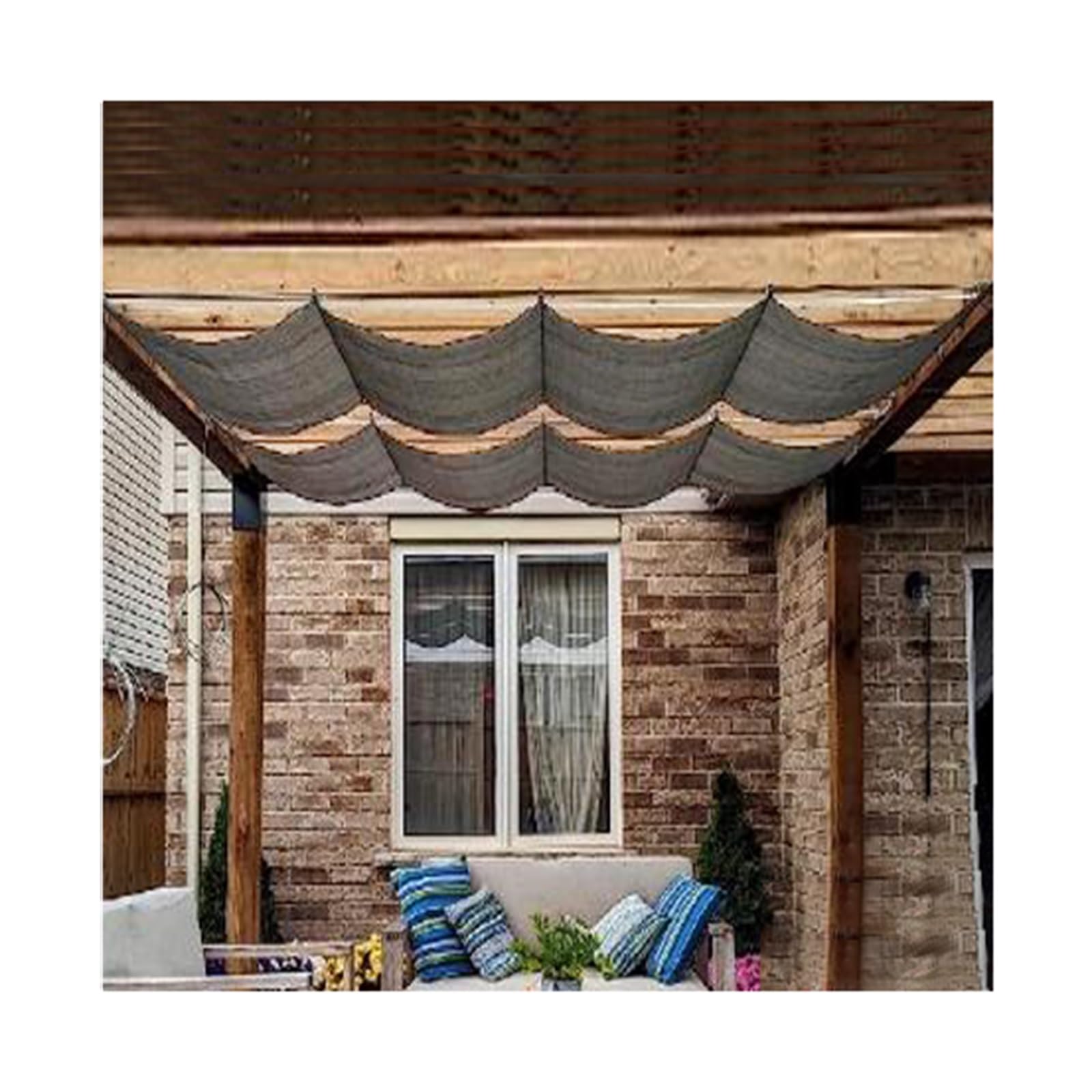 Voile d'ombrage rétractable sur mesure en U pour pergola terrasse W1.1xL9m