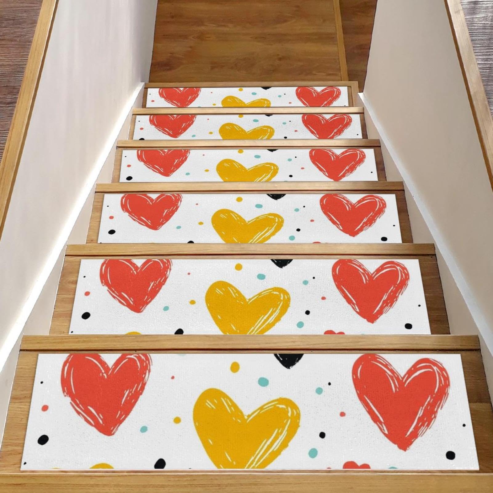 Alfombras antideslizantes autoadhesivas de 30 x 8 pulgadas para escaleras familiares alegres
