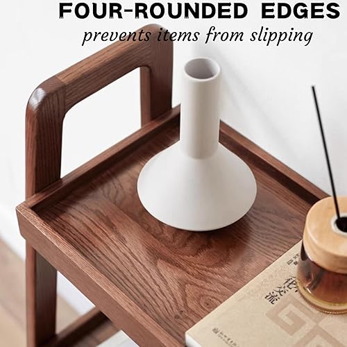 Miniatura 4 de Vadisun Estantería de escalera de madera de roble macizo 100%, estantería de almacenamiento de piso con diseño de deflector de cuatro lados, mesa