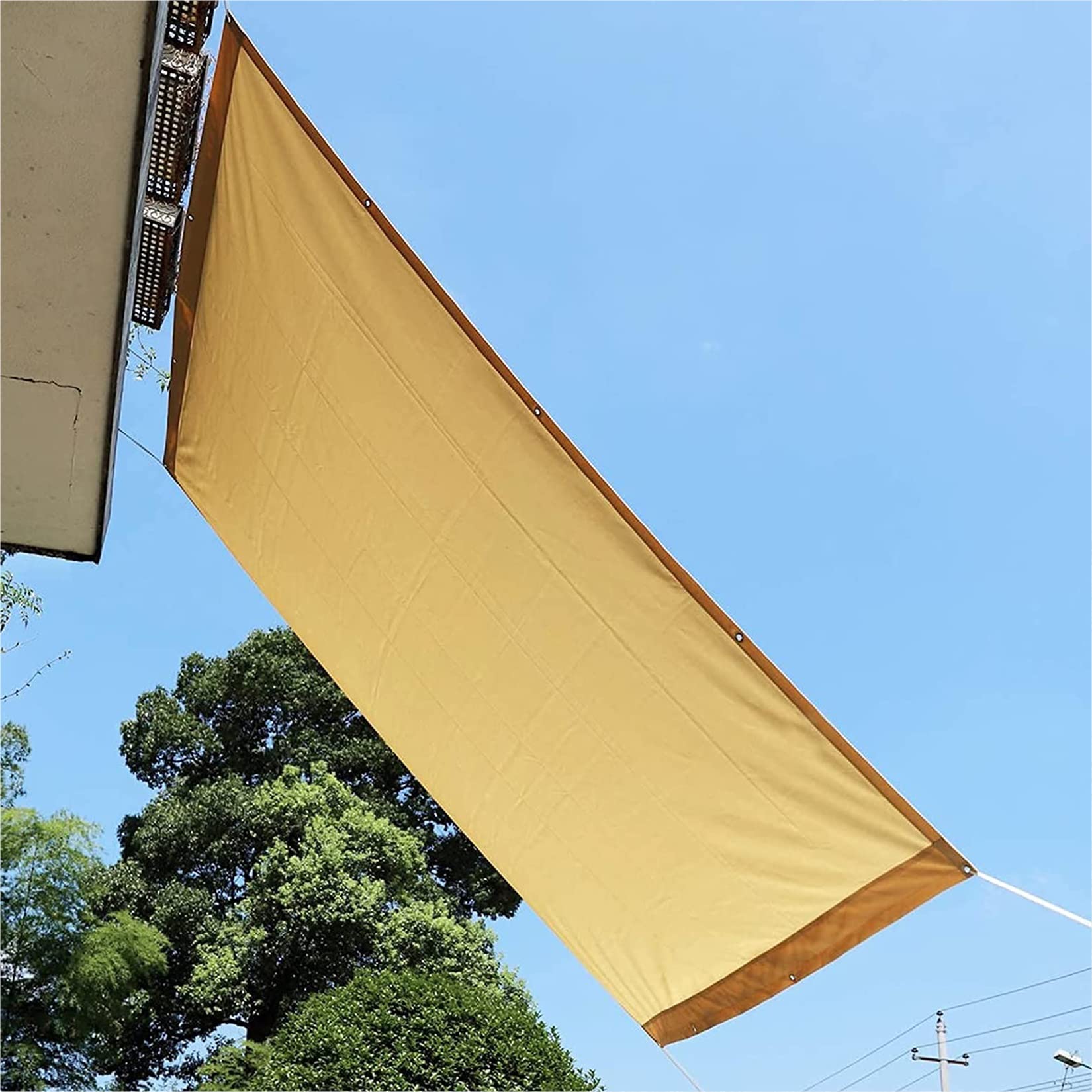 Voile d'ombrage étanche beige 1.6x3.4M toile de jardin imperméable terrasse