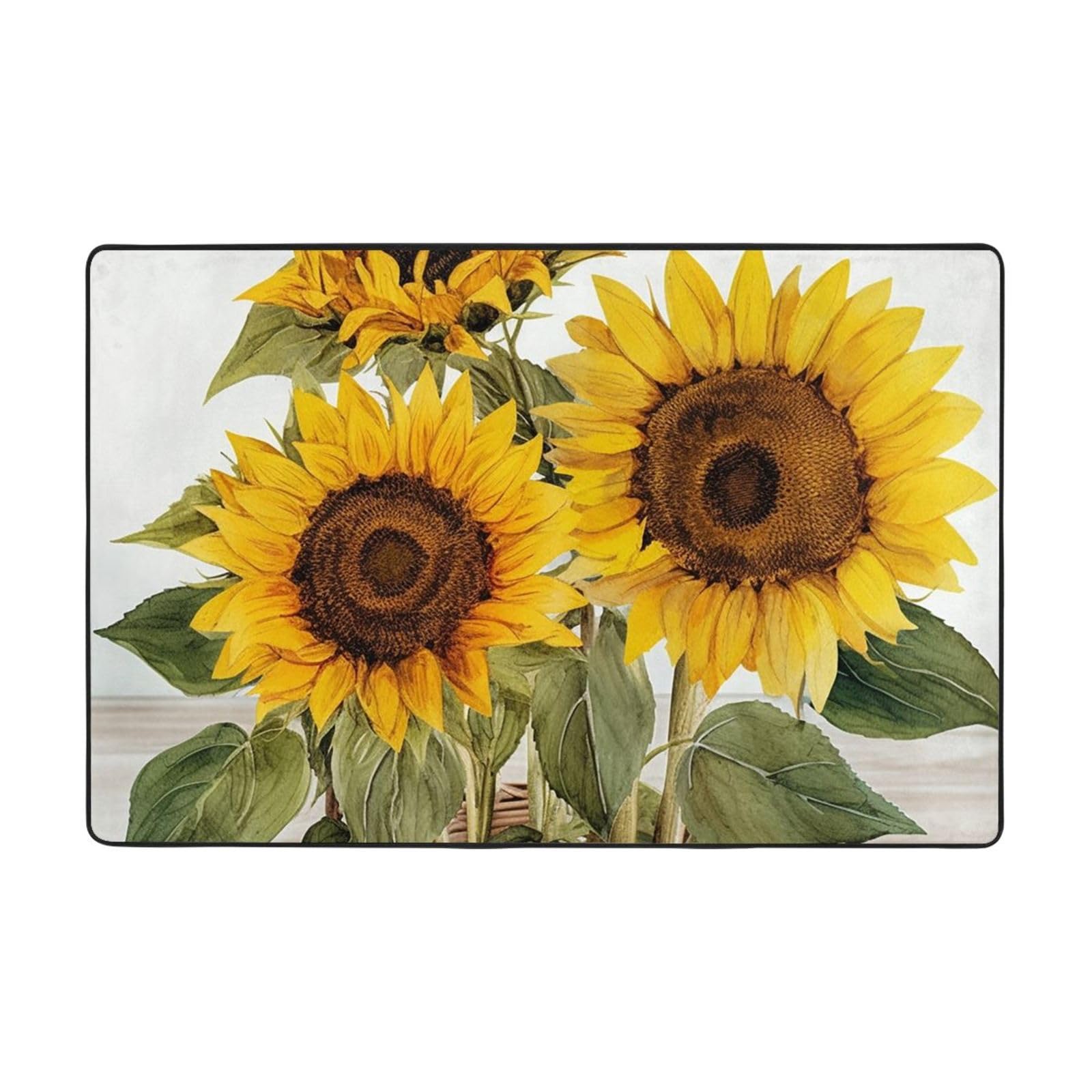 Tapis moderne d'intérieur ultra doux Alluring Tournesols en peluche