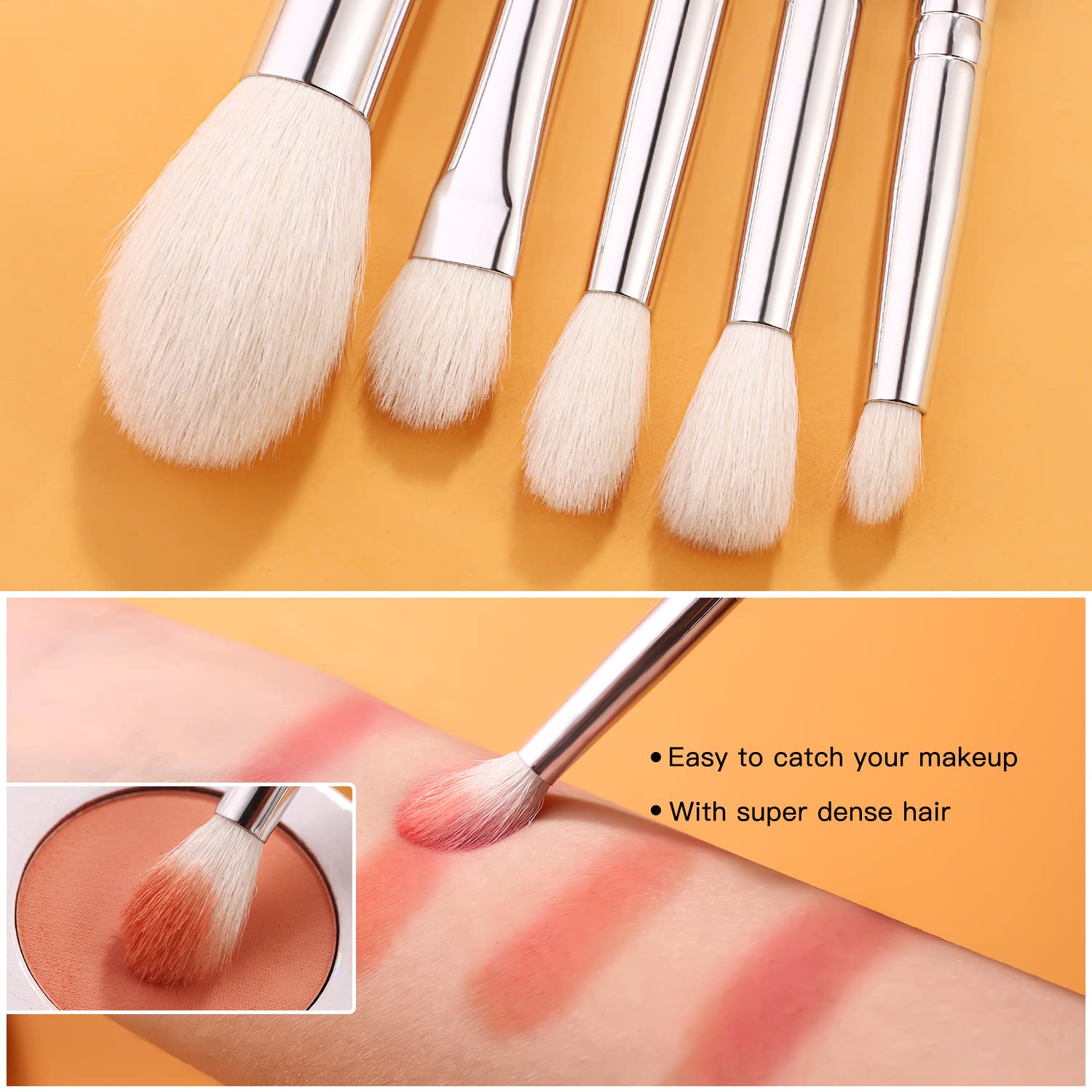 BEILI Juego de brochas de maquillaje de ojos, pinceles pequeños