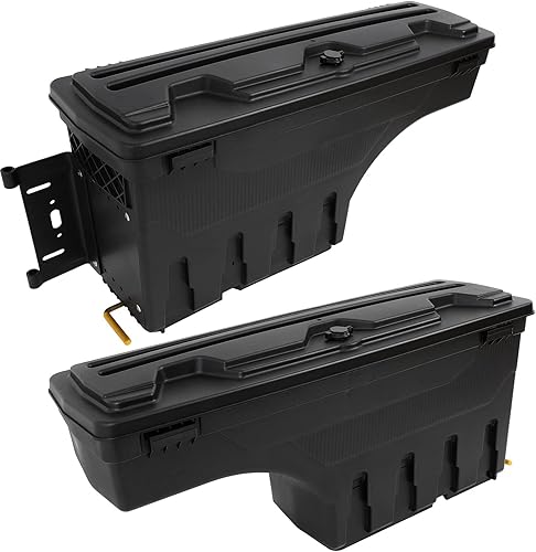 Caja de almacenamiento para caja de camión, tapa con cerradura con llave, almacenamiento de cama de camioneta abatible, compatible con Ford para