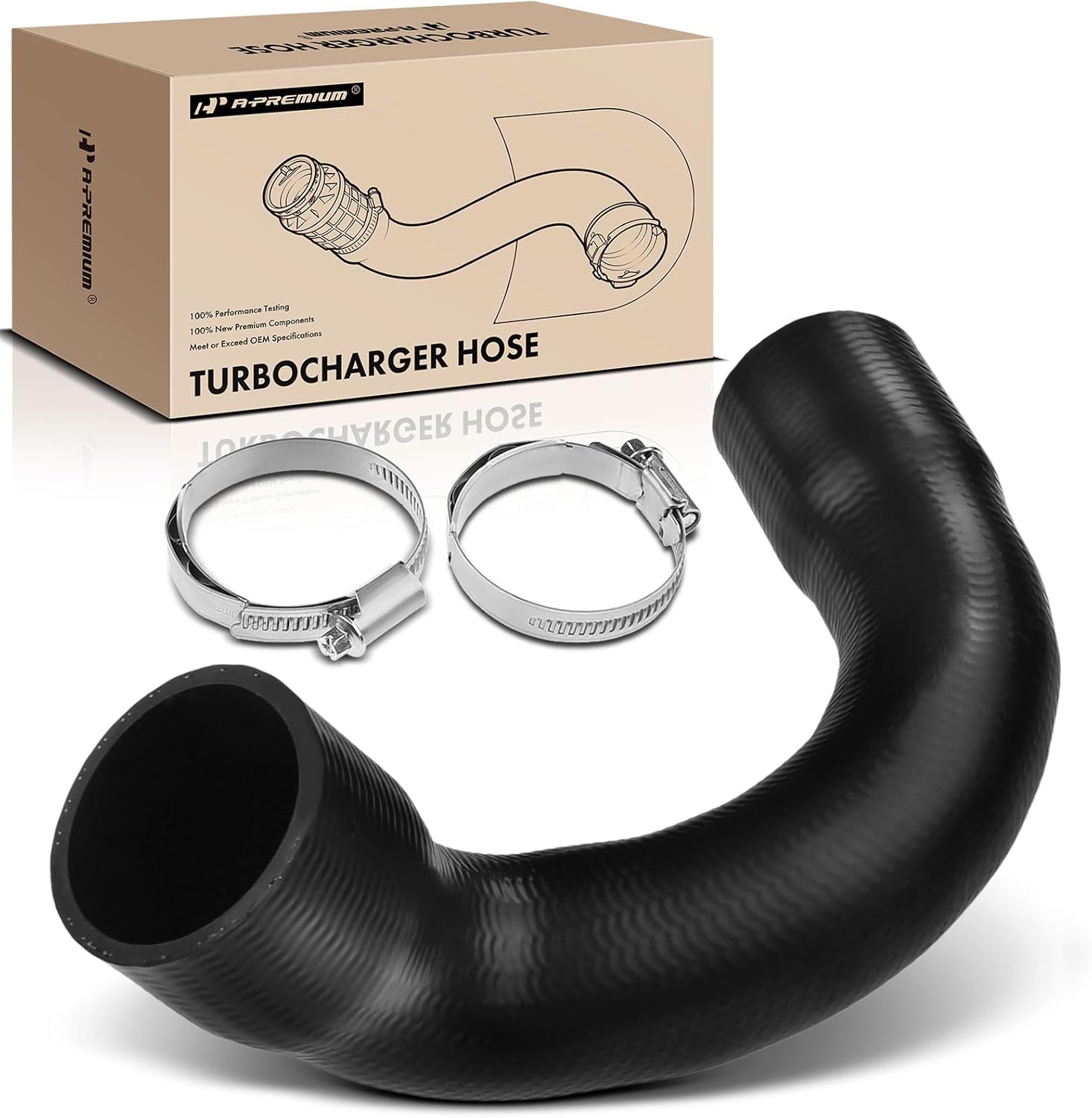A-Premium Turbocharger Intercooler Hose Compatible with Volvo XC90, 2003 2004 2005 2006, L5 2.5L Turbocharged, with 2 Clamps, Replace# 31261369, 8638507